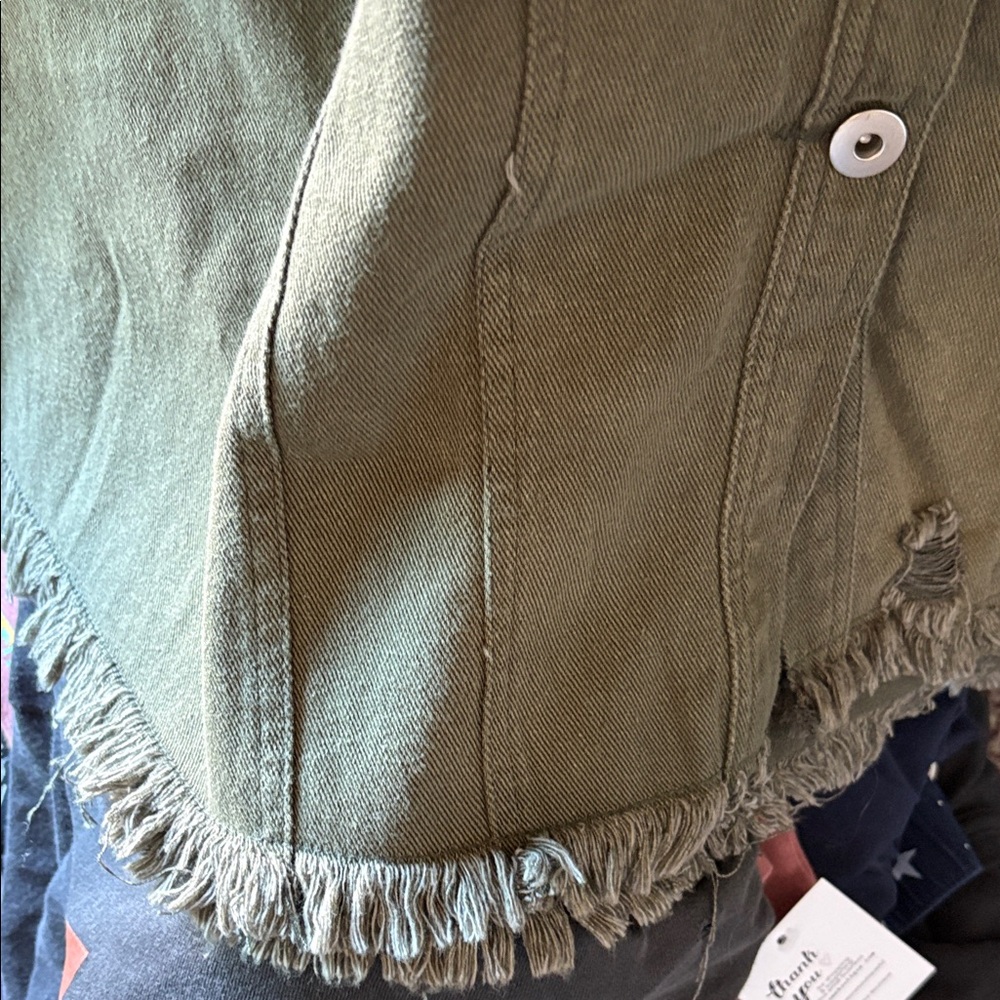 Olive Green Jean Jacket - Picture 2 of 6